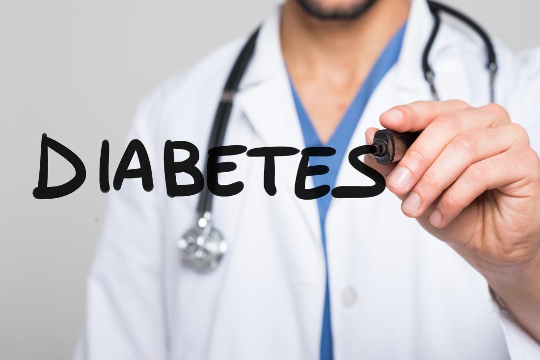 a doctor writing the word diabetes