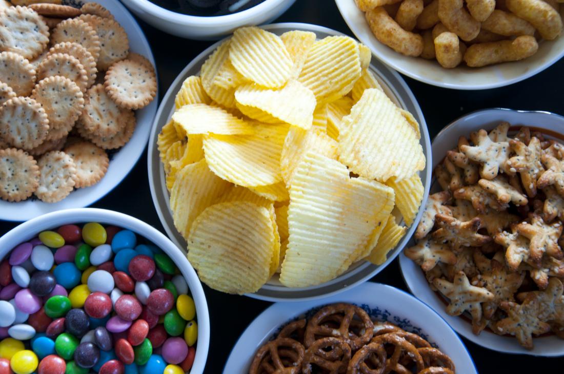 assortment of snack foods