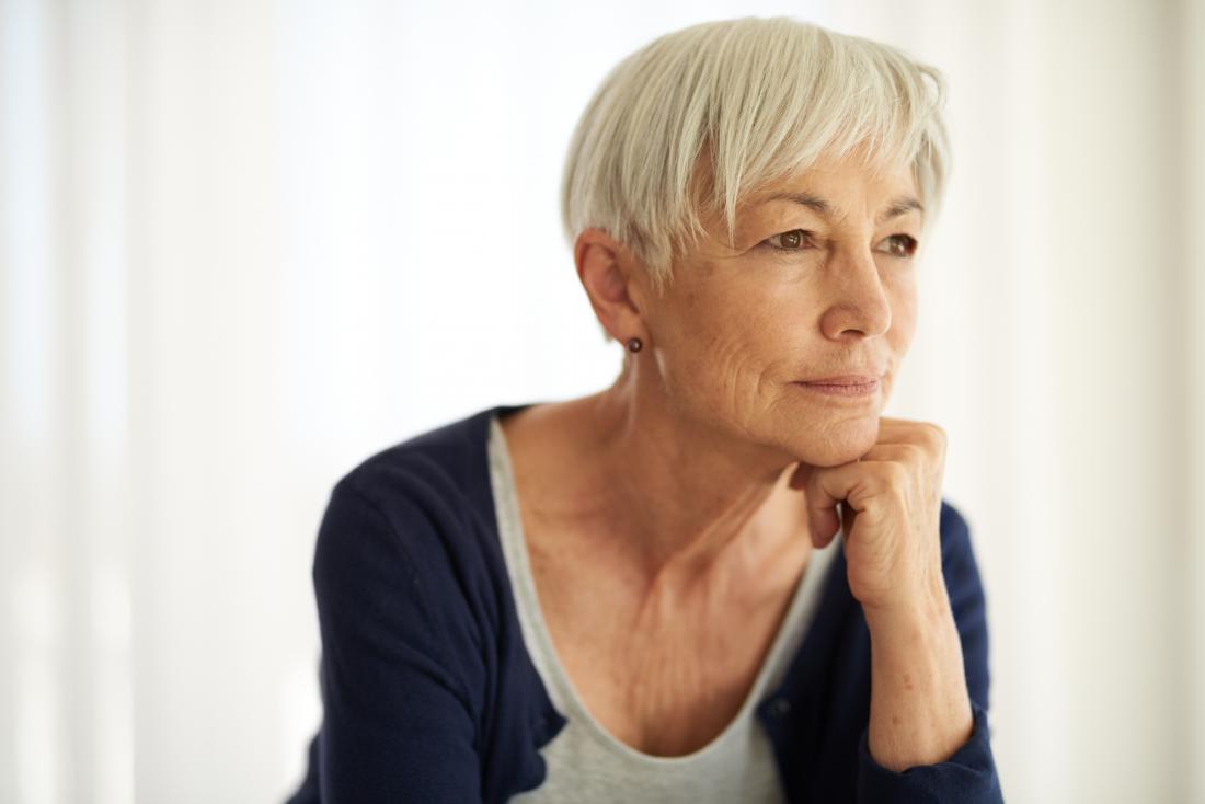 Senior woman concerned about invasive lobular breast cancer prognosis