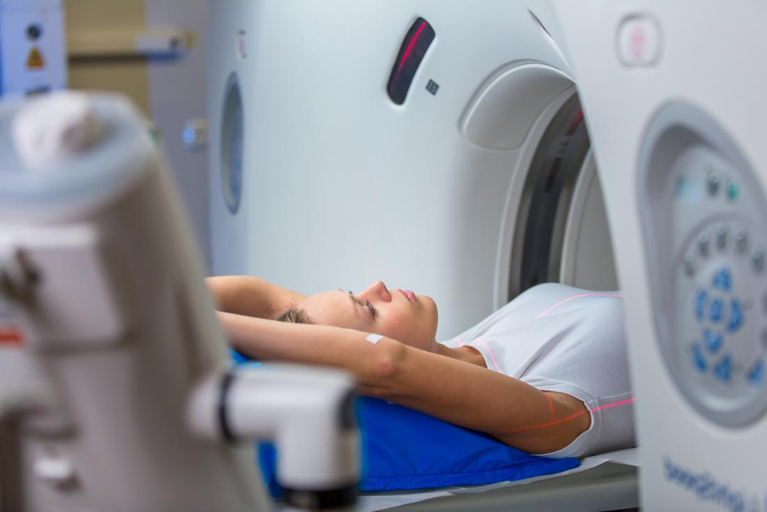 Woman having a CT scan