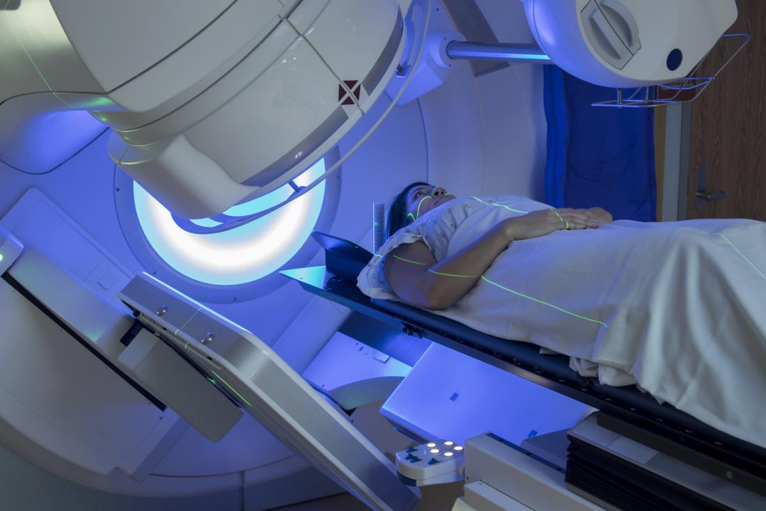 woman receiving radiation therapy for cancer