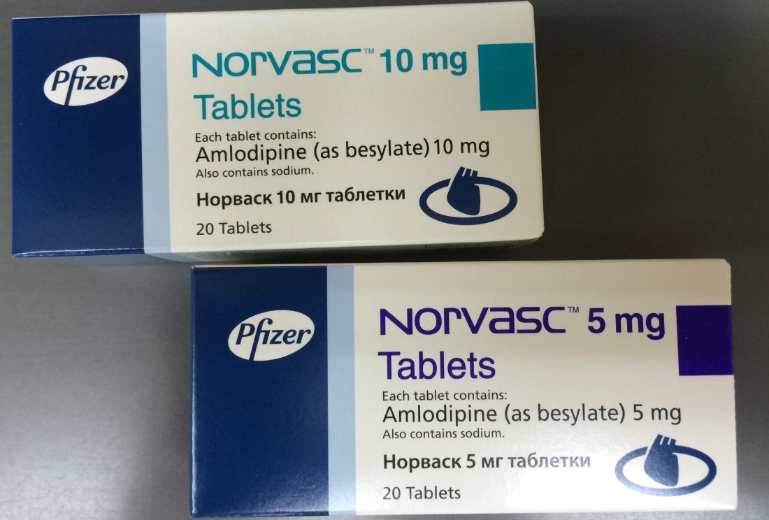 packages of Norvasc, brand name of amlodipine. image credit: Kimivanil, 2015.