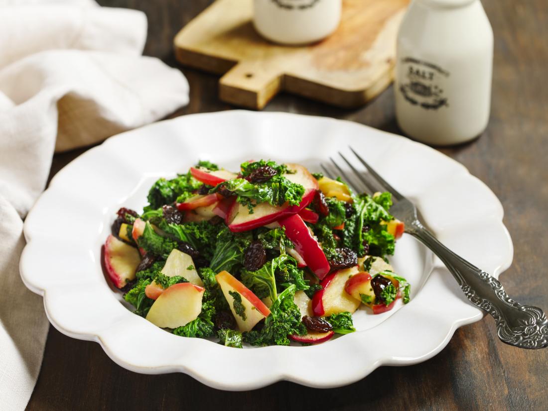 Winter kale salad with apples and pecans