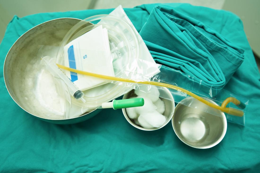 Urinary catheter equipment in a surgery room.