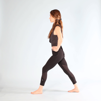 Hip flexor stretch or exercise gif.