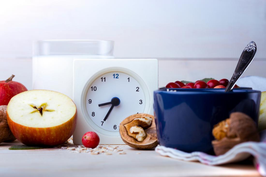 clock surrounded by fruit and nuts
