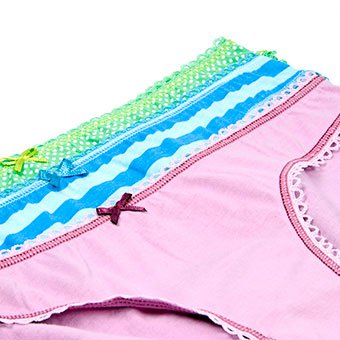 An assortment of women's cotton underwear which can help reduce the chance of getting a yeast infection.