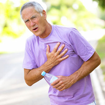 A man experiences chest pain while exercising.