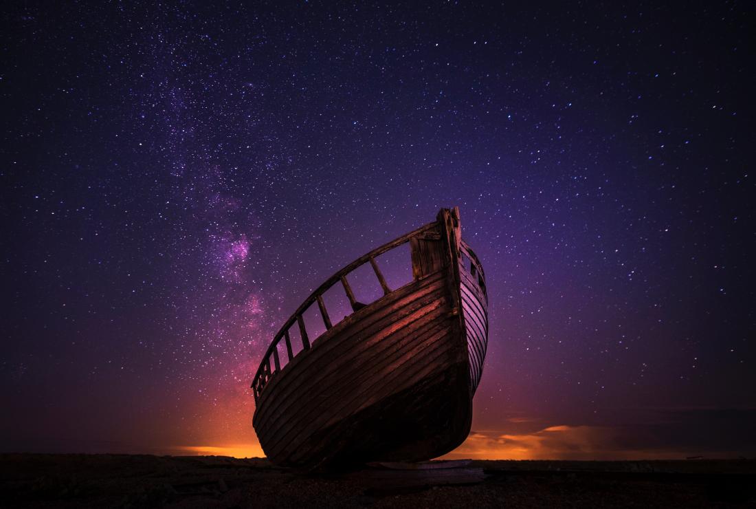 image of a boat and the night sky