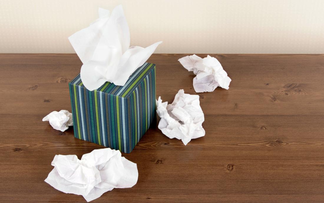 a box of tissues that may hav been used with someone with Flu rash