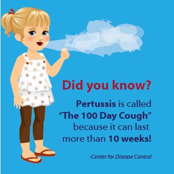 Whooping cough can last for 10 weeks, and a vaccination can prevent whooping cough.
