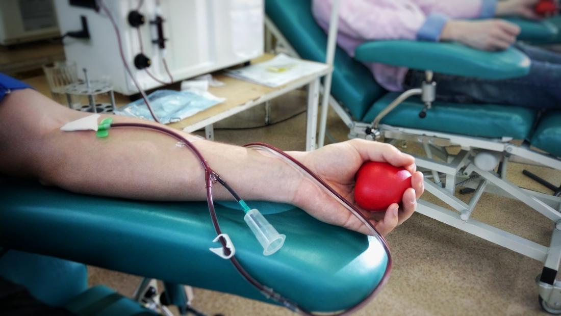 close up of an arm having a Blood transfusion